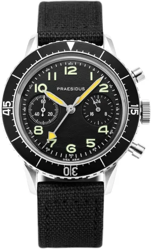 | Type H-75 - Watches for Men, Men's Wrist Watches - Chronograph Watches for Men, Military Watches for Men - Case 38mm - Black Dial, Black/Brown/Gray Canvas/Leather Strap | Pilot Watch, Gifts for Men