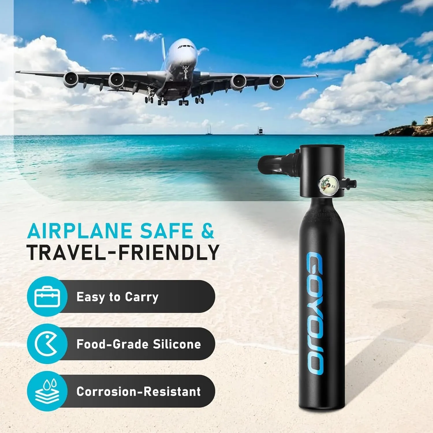 0.5L Mini Scuba Tank with Pump | 5-10 Mins Portable Divng Lung Tank for Snorkeling, Freediving & Emergency Backup | DOT-Certified Air Cylinder