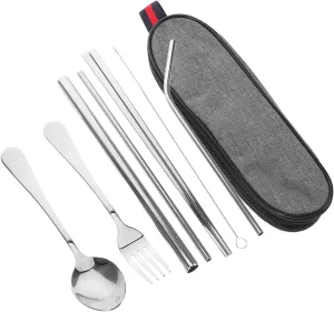 1 Set Stainless Steel Camping Utensils Kit Portable Silverware Set for Hiking Outdoor Cooking Picnic Camping Cooking Utensils