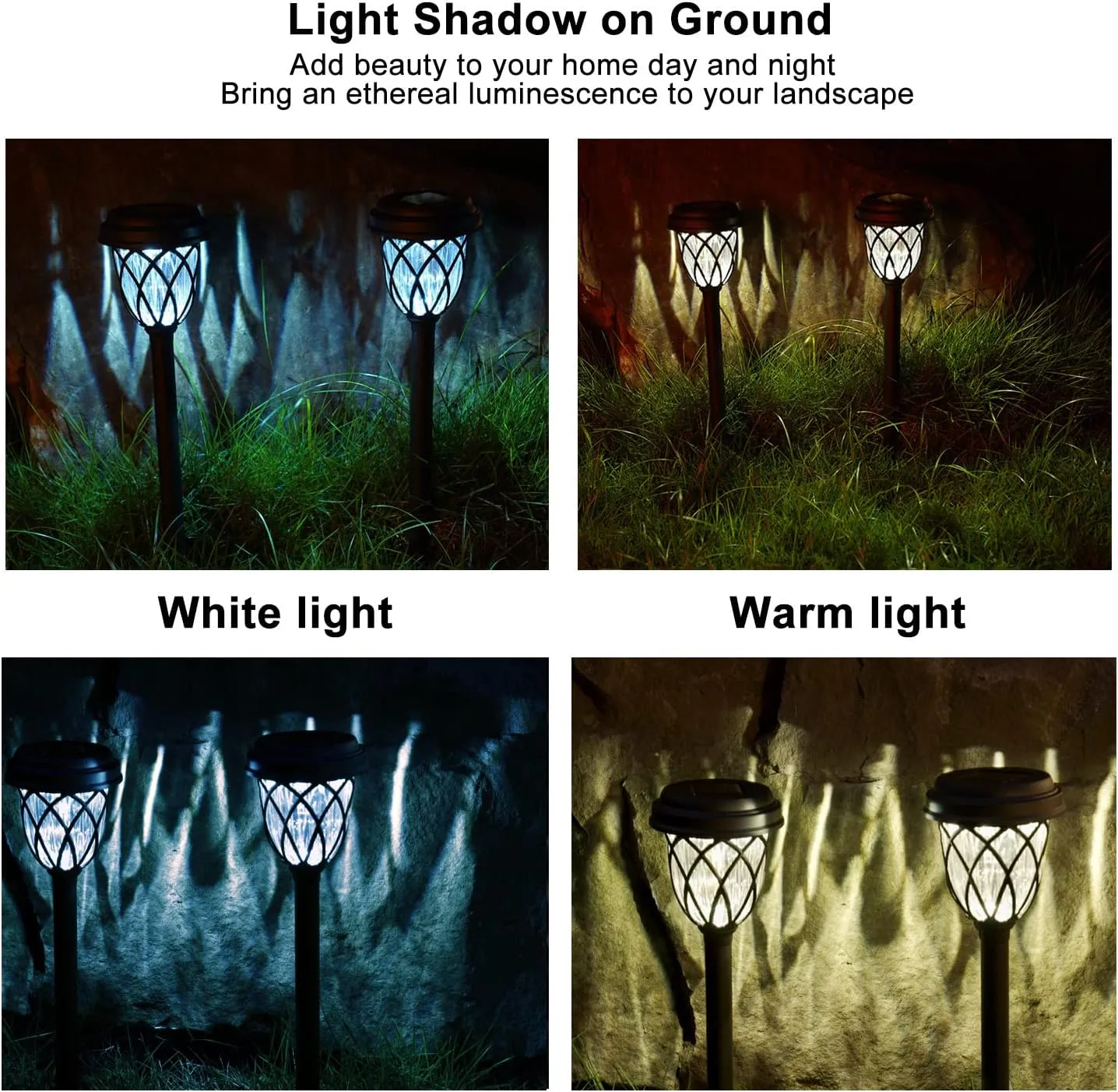10 Pack Solar Lights Outdoor Garden Pathway Solar Powered Yard Lights for Walkway Sidewalk Driveway.
