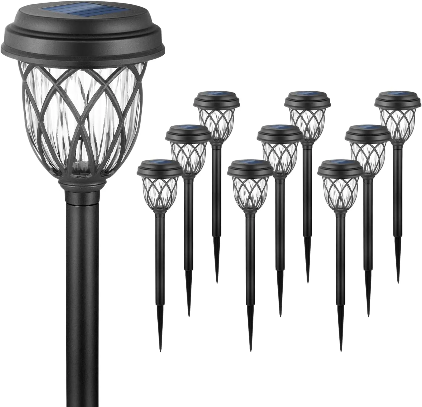 10 Pack Solar Lights Outdoor Garden Pathway Solar Powered Yard Lights for Walkway Sidewalk Driveway.