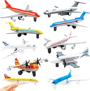 10 Pack Toy Airplanes Diecast Pull Back Airplane Toys Alloy Planes Model for Kids Birthday Children's Day Gifts Classroom Rewards Airforce Party Favors