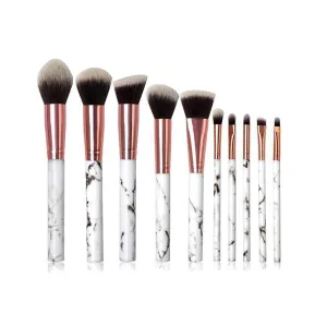 10 Piece Marble Makeup Brush Set Brush Holder, Advanced Synthetic Foundation Powder Concealer Eye Shadow Facial Makeup Brush Set (Color : Color1)