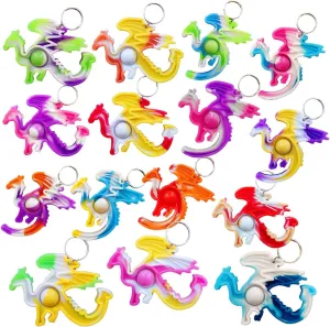 100 Packs Bulk Dragons Animal Backpack Mini Pop Rainbow Keychain fidgets Children Classroom Students Gifts from Teacher,Birthday Party Favors