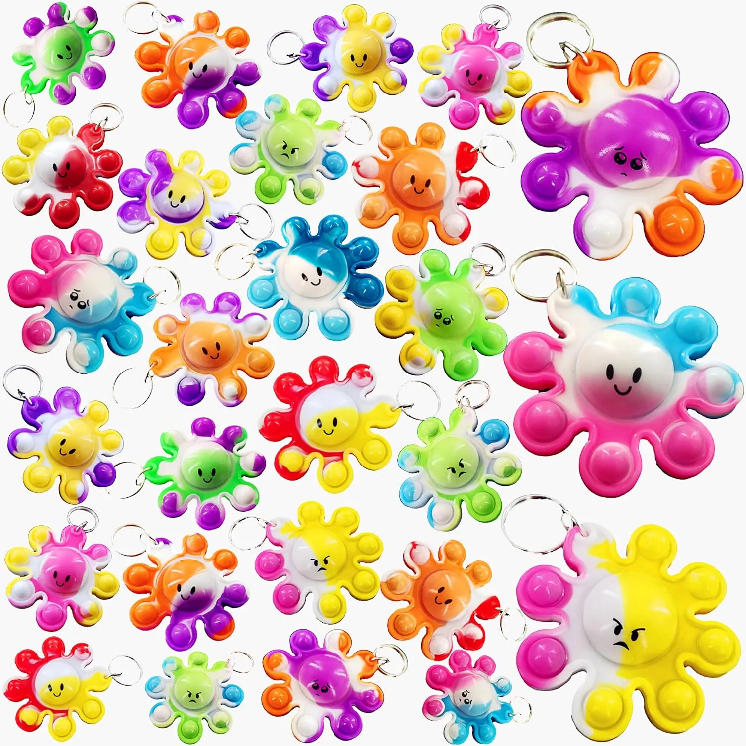 100 Packs Bulk Octopus Mini Pop Keychain for Teens and Kids,Birthday Party Favors Supplies Classroom Summer Student Prizes Gifts