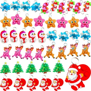 100 Packs Funny Christmas Mini Assorted fidgets Bubble Toys for Kids Children Classroom Students Gift from Teacher,Birthday Party Favors