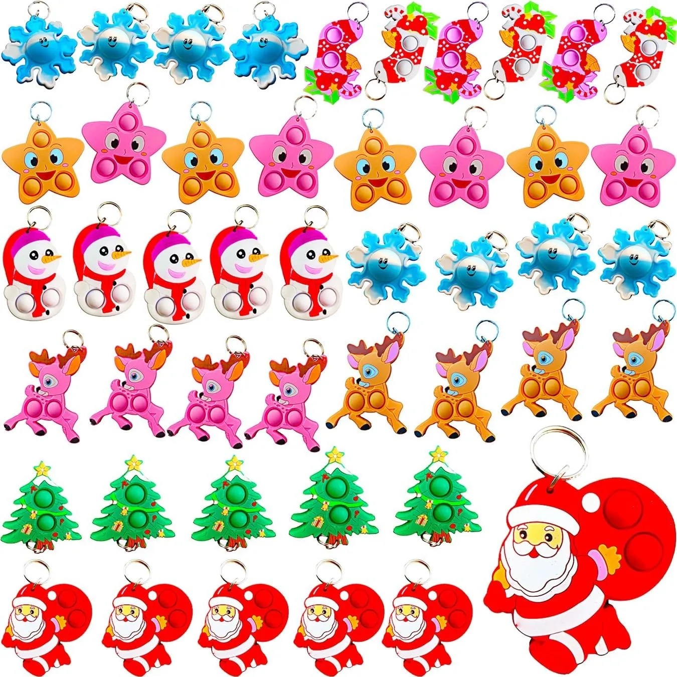 100 Packs Funny Christmas Mini Assorted fidgets Bubble Toys for Kids Children Classroom Students Gift from Teacher,Birthday Party Favors