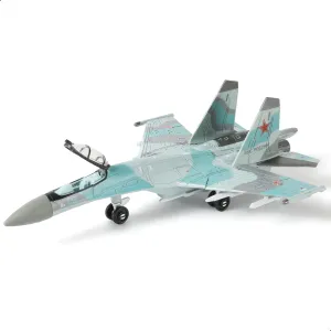 1:100 Scale SU-35S Fighter Jet Quick Build Model Kit Plastic Millitary Jet Plane Toy Assembly Aircraft Model with Stand Gift for Adults and Kids (25 Pieces)