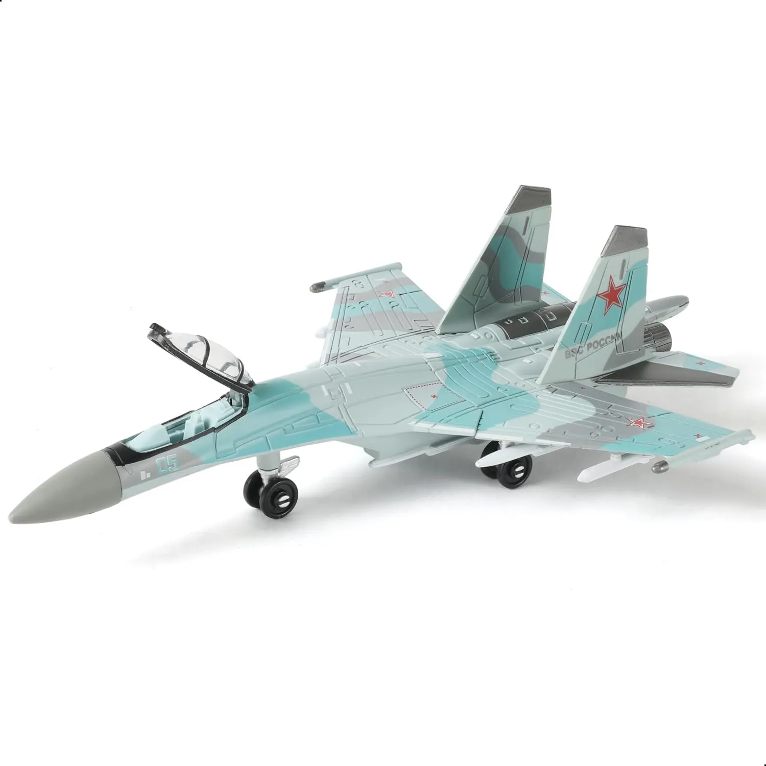 1:100 Scale SU-35S Fighter Jet Quick Build Model Kit Plastic Millitary Jet Plane Toy Assembly Aircraft Model with Stand Gift for Adults and Kids (25 Pieces)
