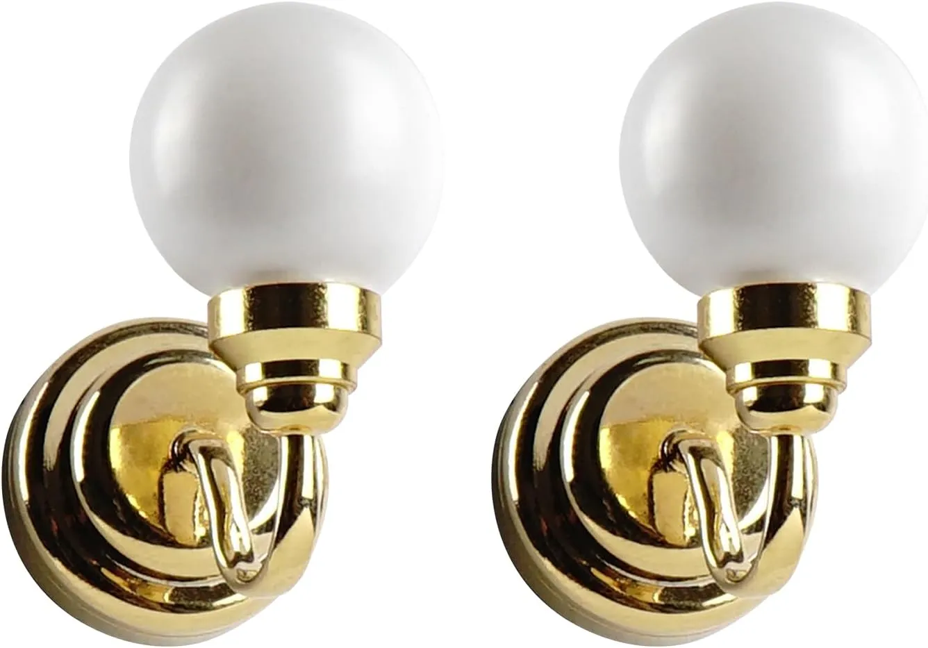 1:12 Scale Dollhouse Miniature Led Glass Round Globe Wall Sconces Set