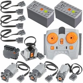 11pcs Power Function Motor Set, Compatible with Technic Parts Kit, Including M/L-Motors AA-Battery-Box(8881) Remote-Control for MOC Building Block.