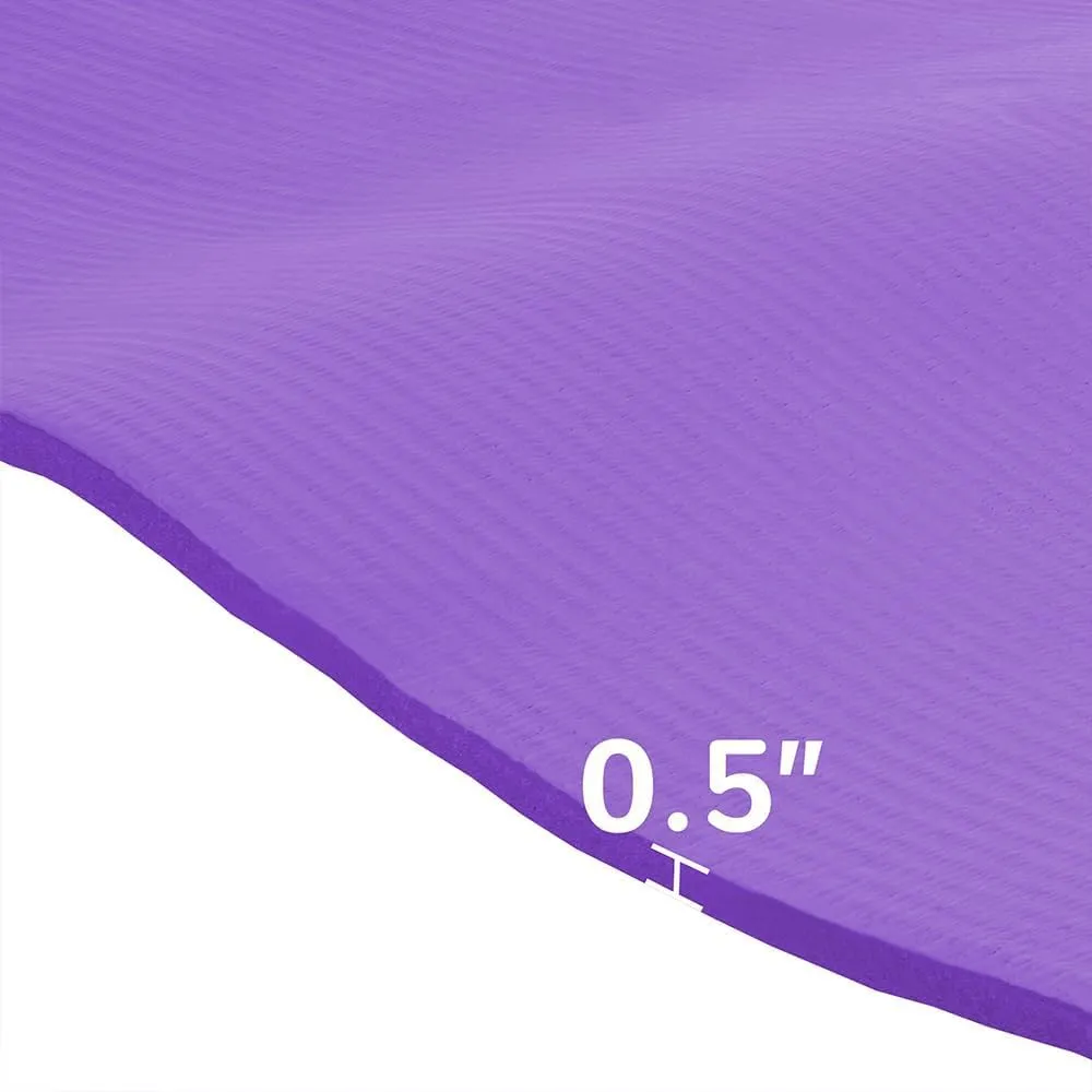 1/2-Inch Extra Thick High Density Anti-Tear Exercise Yoga Mat with Carrying Strap, Multiple Colors