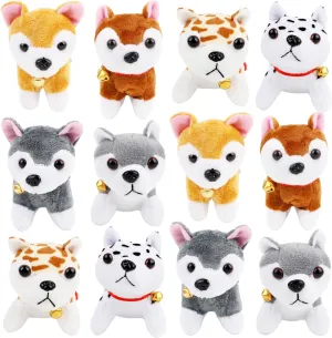 12 Pack Mini Plush Dog Bulk Soft Small Puppy Stuffed Animals Keychain for Backpack Goodie Bag Fillers Baby Shower Birthday Valentines Easter Christmas Gift (Color Set 2)