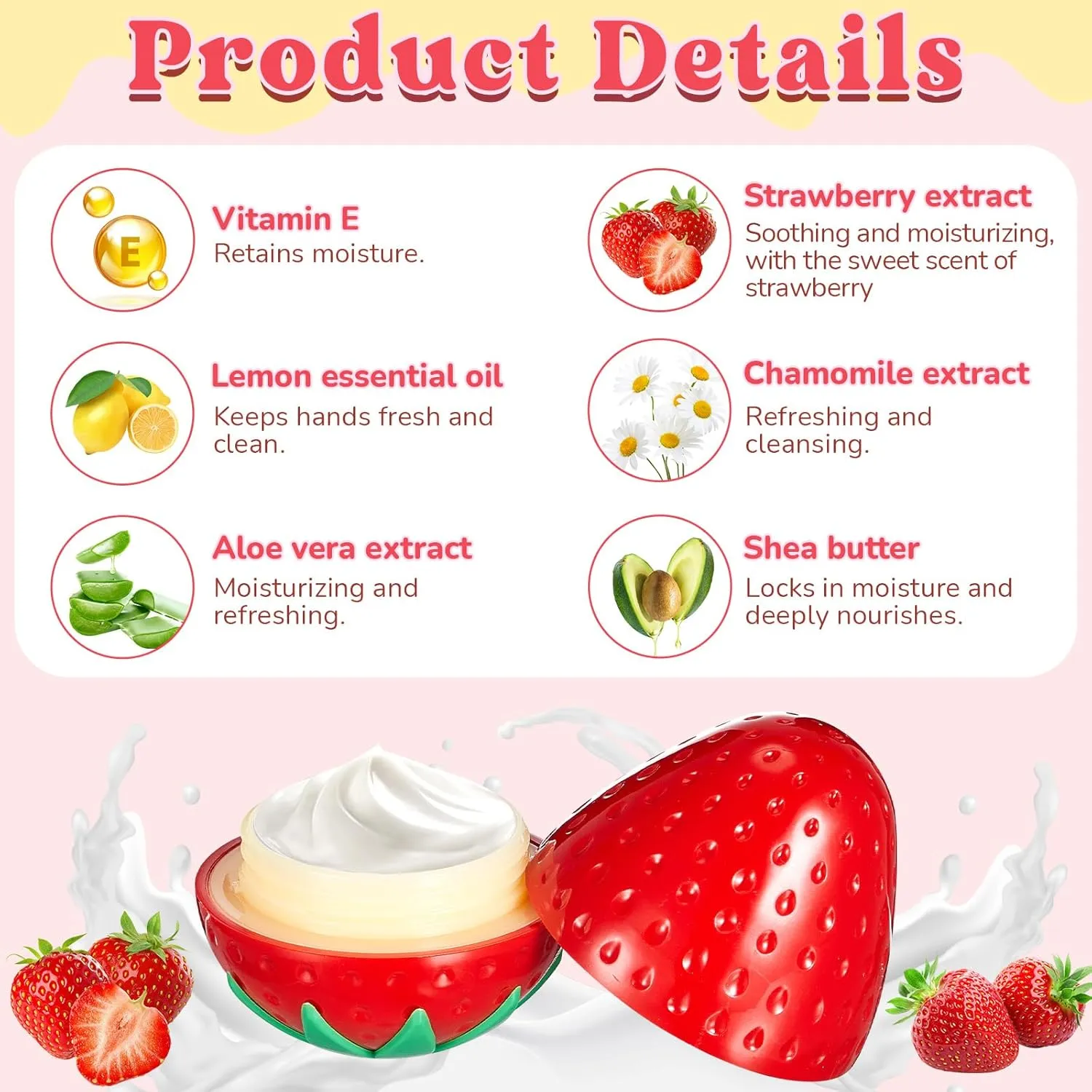 12 Pcs Strawberry Hand Cream Gifts Set for Women Teacher Appreciation Gifts Bulk Teacher Cna Nurse Week Employee Coworkers Team Thank You Gift, Bridesmaid Gift, Baby Shower Party Favors, 1. 06 oz