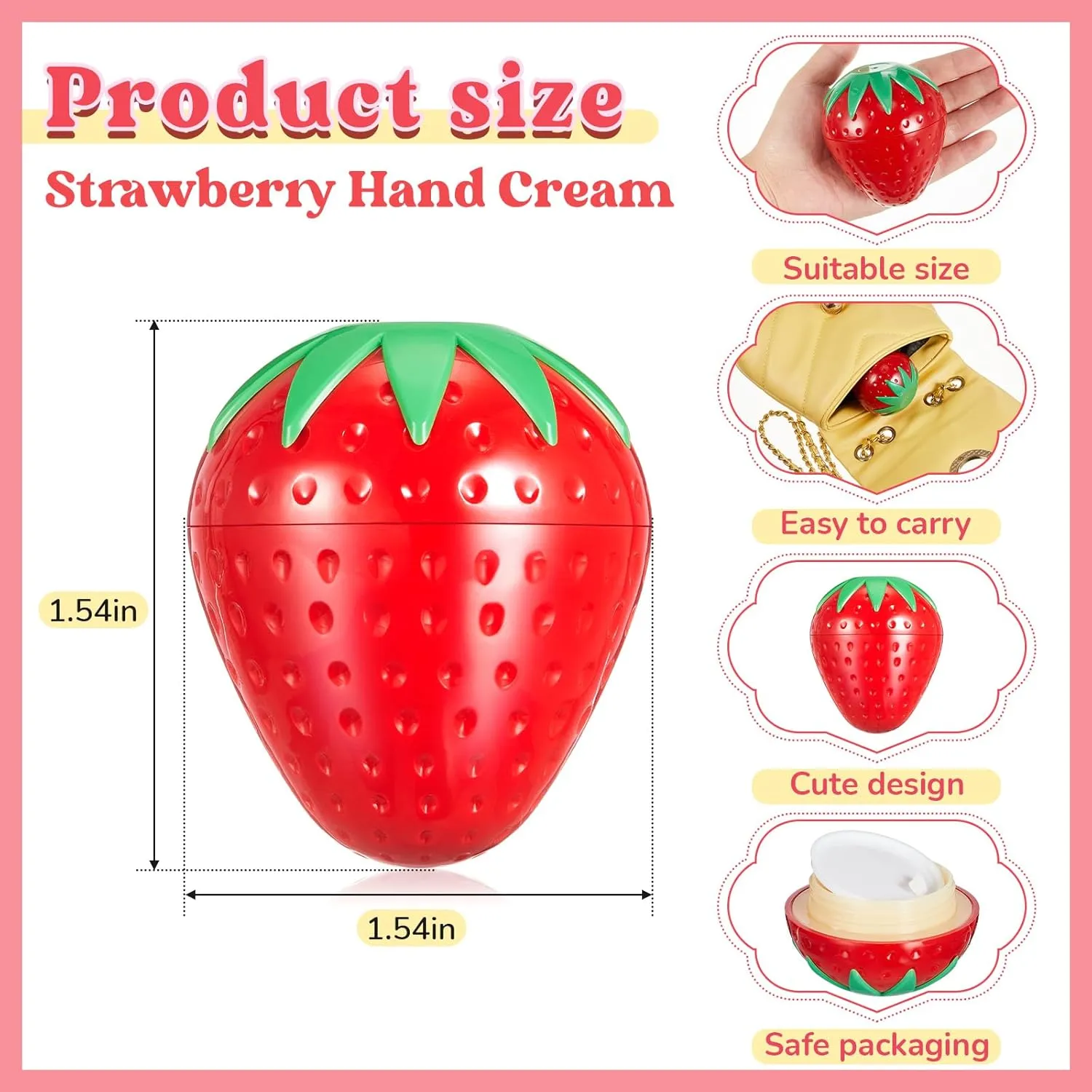12 Pcs Strawberry Hand Cream Gifts Set for Women Teacher Appreciation Gifts Bulk Teacher Cna Nurse Week Employee Coworkers Team Thank You Gift, Bridesmaid Gift, Baby Shower Party Favors, 1. 06 oz