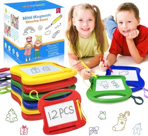 12 Pieces Mini Magnetic Drawing Board Erasable Doodle Board Party Favors for Kids Small Painting Sketch Pad Christmas Birthday Prize Classroom Supply Goodie Bags Filler Educational Toys (4 Colors)