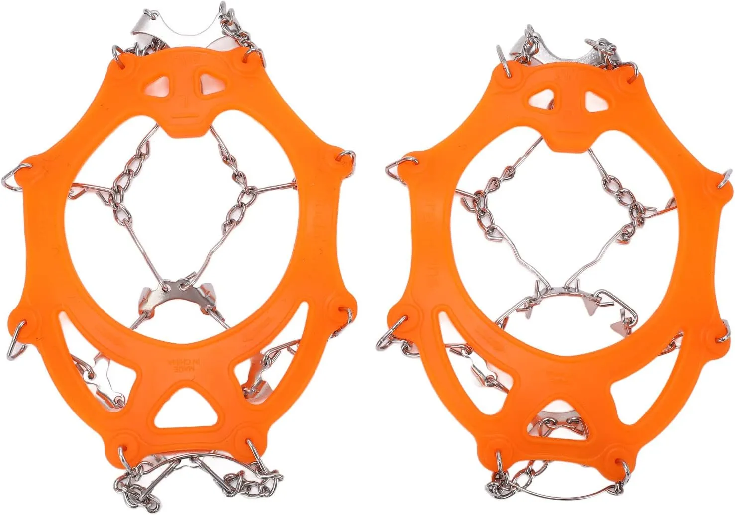 12 Tooth Mountaineering Crampons, Wearproof Skid Snow Shoes Accessory, Made of SiO2 Gel and Stainless Steel, Orange, with Thickened Steel Claws for Outdoor Use