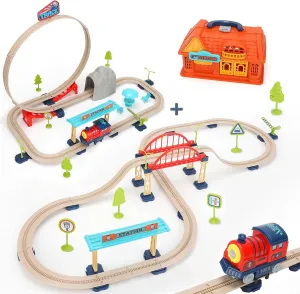 123Pcs Train Set for Toddler, Train Track with 2 Train Toys, Ideal Gift for Boys and Girls 3  Year Old