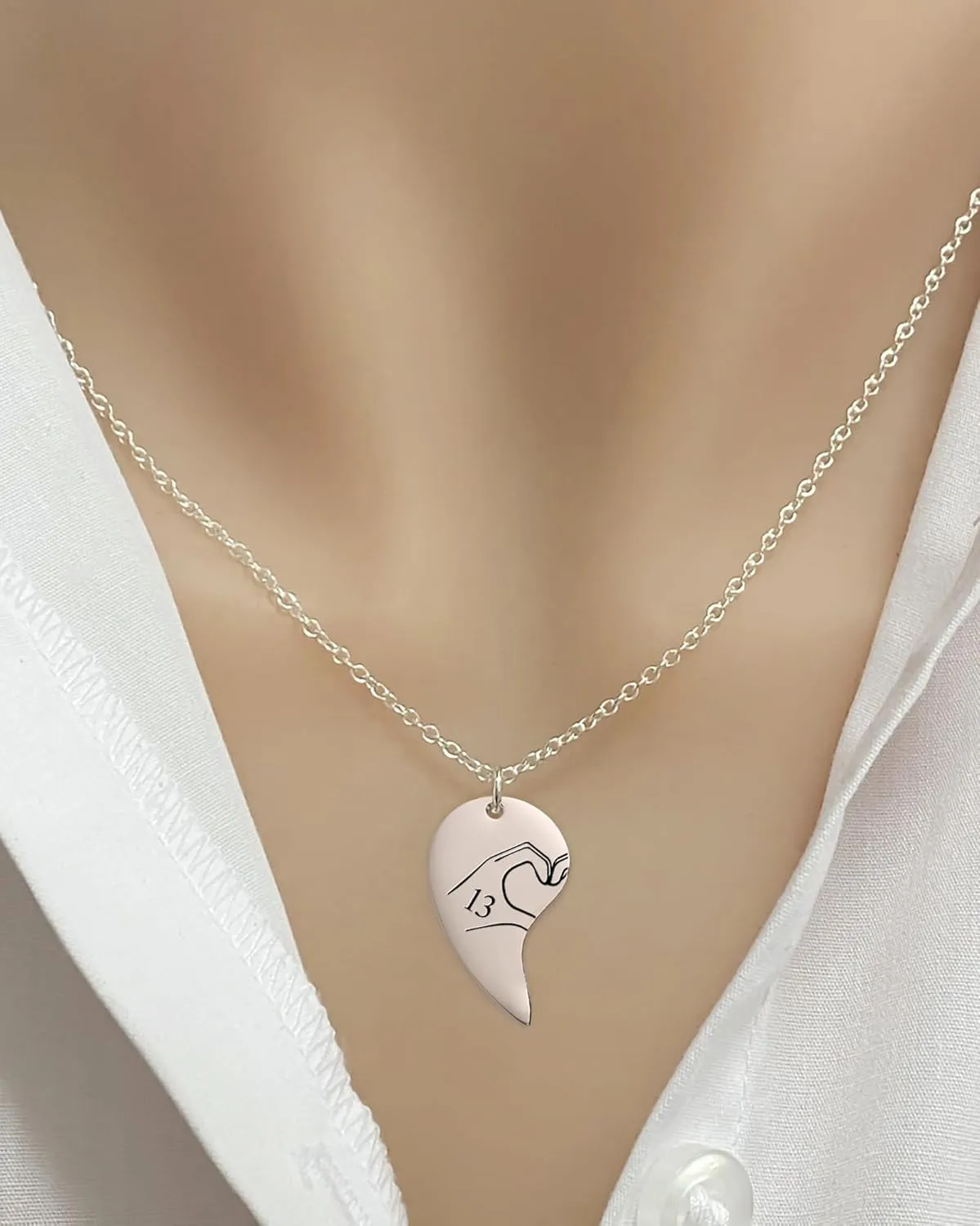 13 Heart Hands Matching Necklace for 2 Girl BFF Sister Taylor Inspired Merch Friendship Stuff Jewelry Gift for 2 Swifties Music Lover.