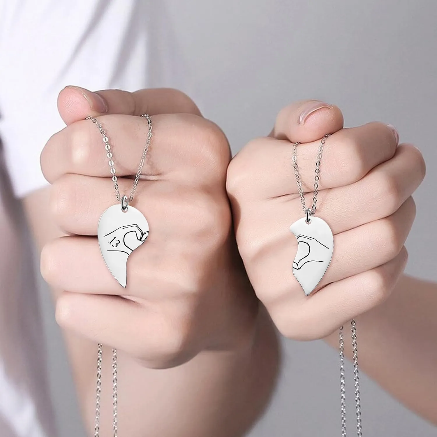 13 Heart Hands Matching Necklace for 2 Girl BFF Sister Taylor Inspired Merch Friendship Stuff Jewelry Gift for 2 Swifties Music Lover.
