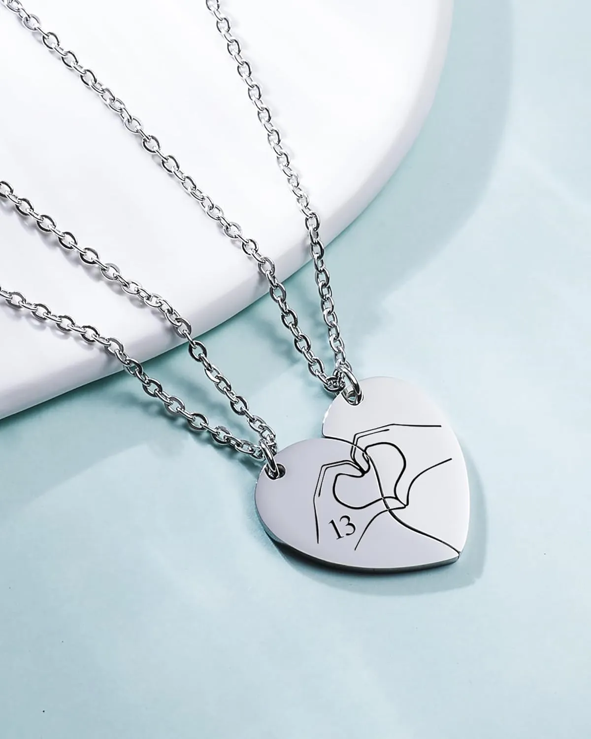 13 Heart Hands Matching Necklace for 2 Girl BFF Sister Taylor Inspired Merch Friendship Stuff Jewelry Gift for 2 Swifties Music Lover.
