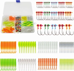 135 PCS Crappie Lures Kit - Crappie Jig Heads Fishing Hooks for Soft Plastic Lures for Trout Bass Walleye Bluegill Perch Catfish
