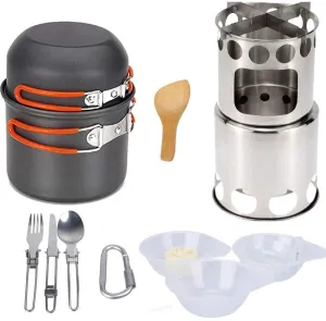 13pcs/Set Camping Cook Stove Set Camping Picnic Bowl Pot Cookware with Mini Camping Pot Set Backpacking Gear & Hiking Outdoors Cooking Equipment Cookset