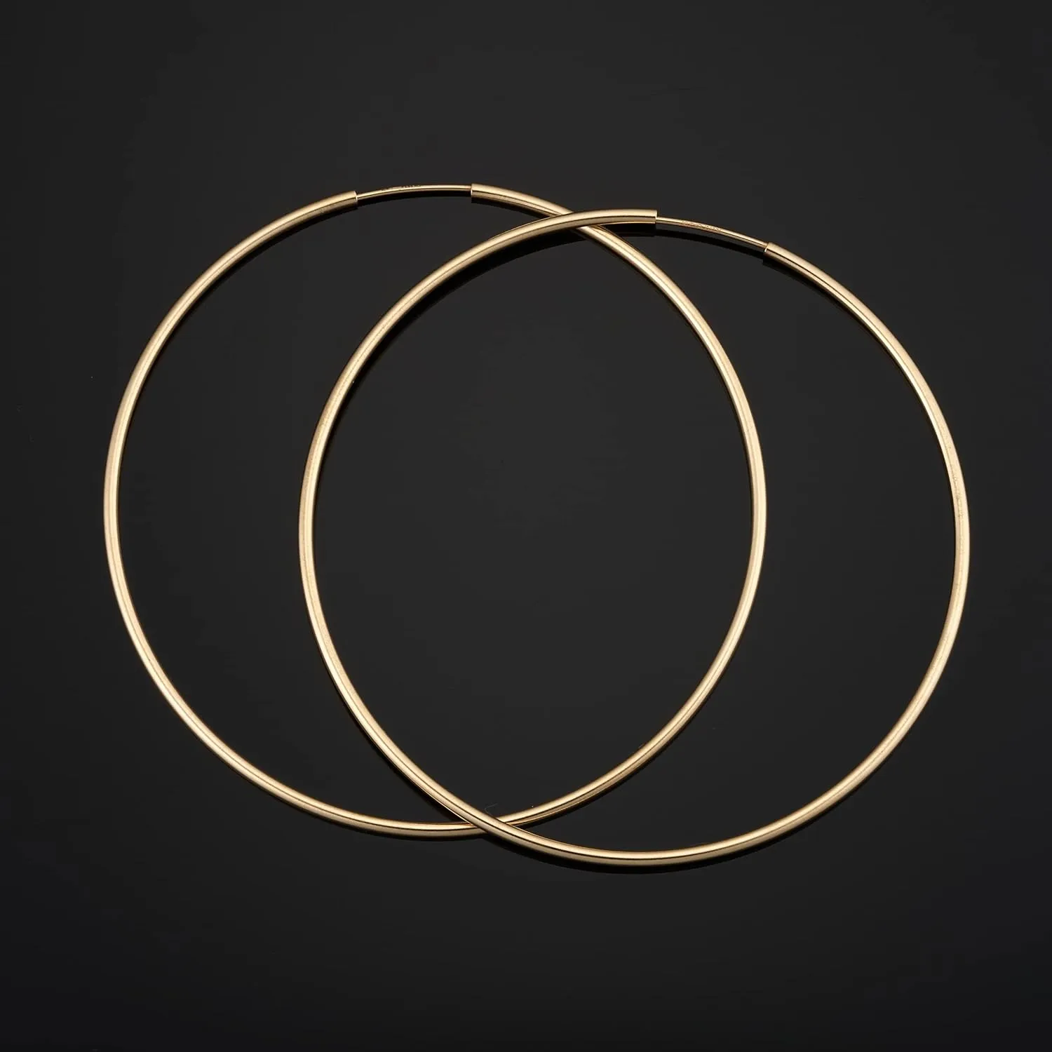 14k Yellow Gold Filled 1.5 mm Thick Endless Hoop Earrings (12, 16, 20, 30, 40, 50 or 60 mm)