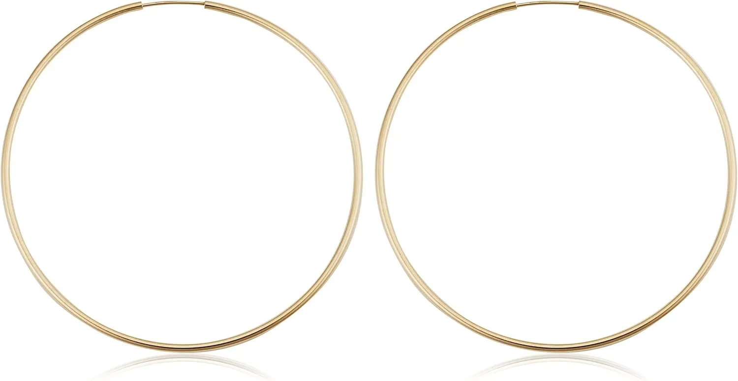 14k Yellow Gold Filled 1.5 mm Thick Endless Hoop Earrings (12, 16, 20, 30, 40, 50 or 60 mm)