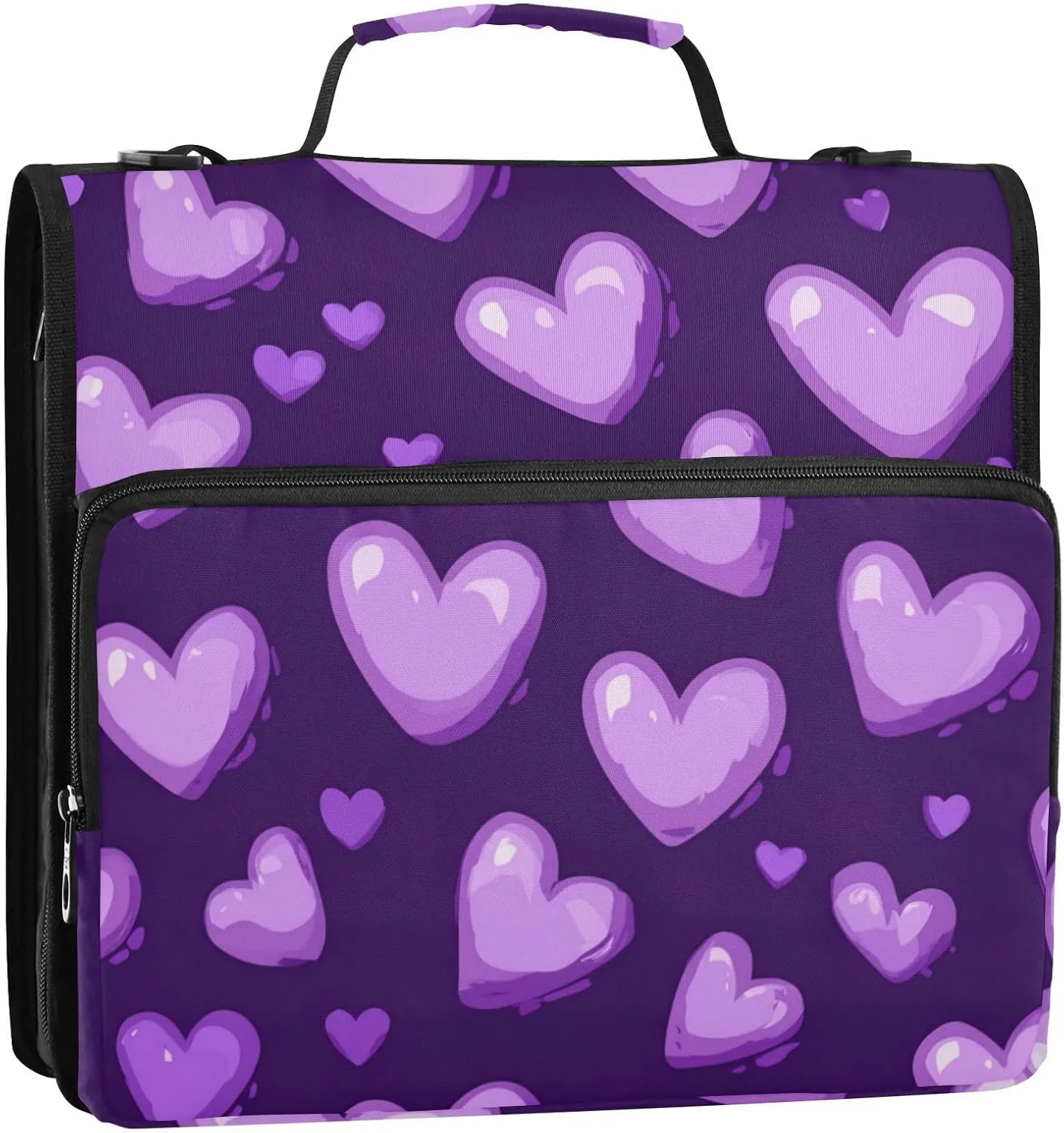 1.5 Inch 3 Rings Sturdy Zipper Binder with Handle and Removable Shoulder Strap Includes Zip Pocket Documents Files Storage Bag Suitable for Middle School Purple Heart Day Purple Heart
