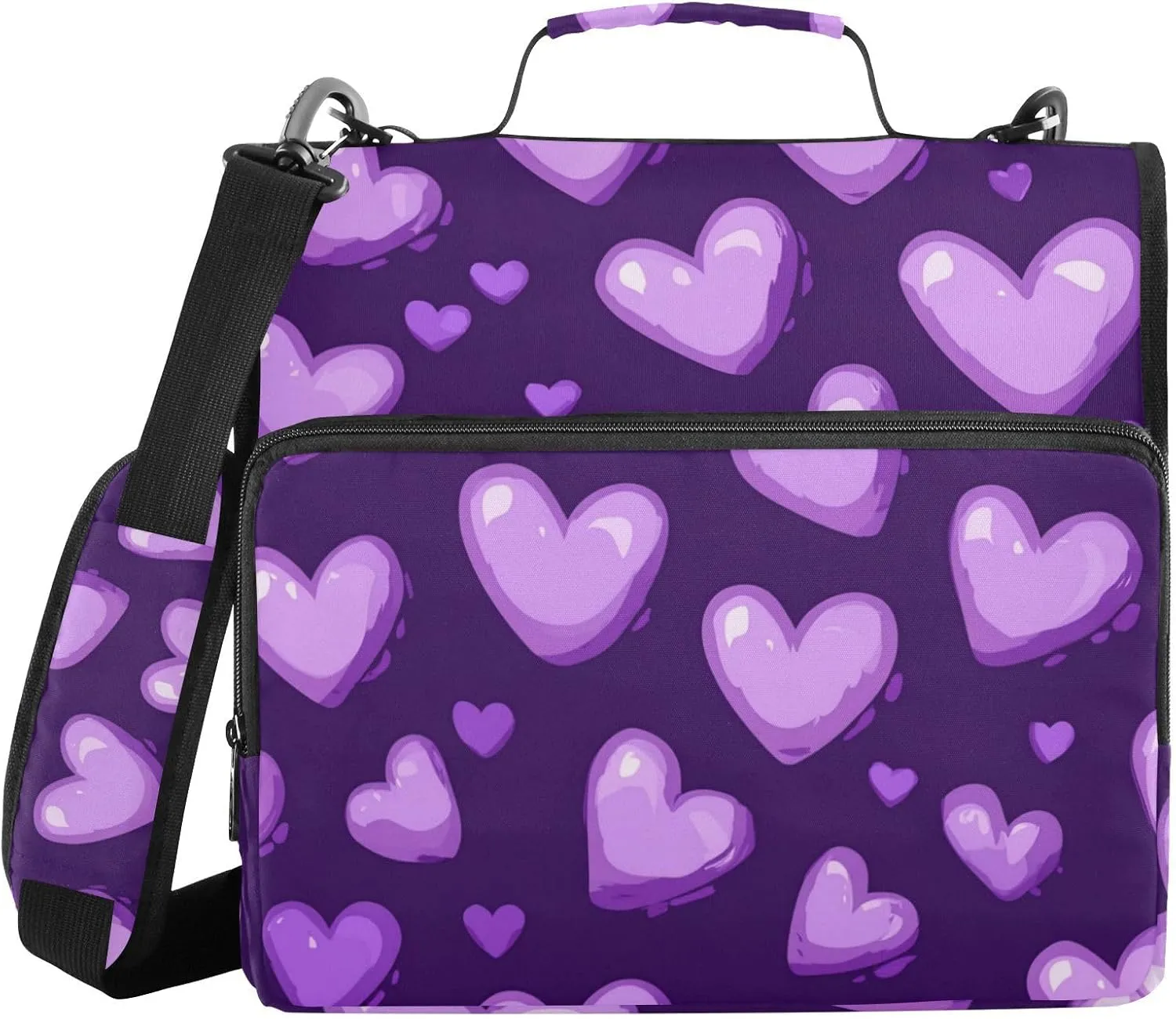 1.5 Inch 3 Rings Sturdy Zipper Binder with Handle and Removable Shoulder Strap Includes Zip Pocket Documents Files Storage Bag Suitable for Middle School Purple Heart Day Purple Heart