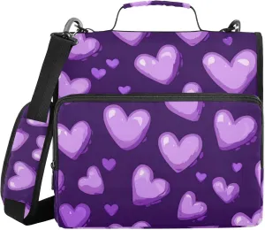 1.5 Inch 3 Rings Sturdy Zipper Binder with Handle and Removable Shoulder Strap Includes Zip Pocket Documents Files Storage Bag Suitable for Middle School Purple Heart Day Purple Heart