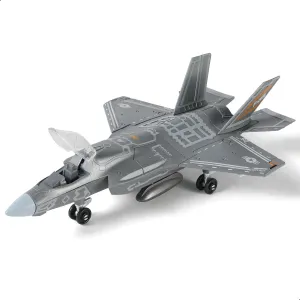 1:72 Scale F-35 Fighter Jet Quick Build Model Kit Plastic Millitary F35 Airplane Toy Assembly Aircraft Model with Stand Gift for Kids (27 Pieces)