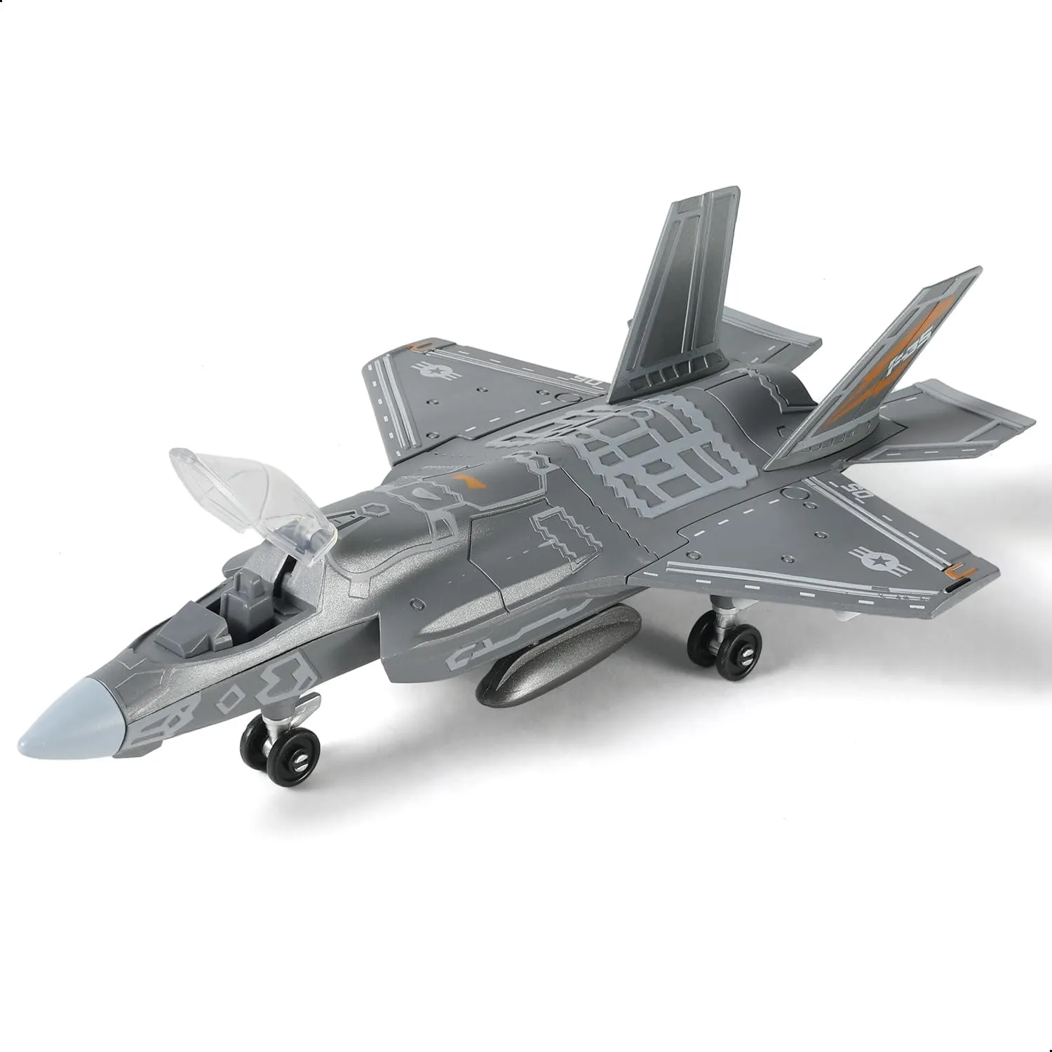 1:72 Scale F-35 Fighter Jet Quick Build Model Kit Plastic Millitary F35 Airplane Toy Assembly Aircraft Model with Stand Gift for Kids (27 Pieces)