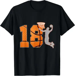 18 Year Old 18th Basketball Dunk Birthday Party Theme Boys T-Shirt