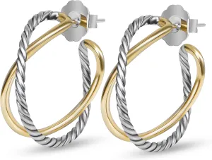18K Gold-plated Half Hoop Earrings Designer Inspired Twisted Cable Wire Hoop Earrings Look Alike Jewelry for Women