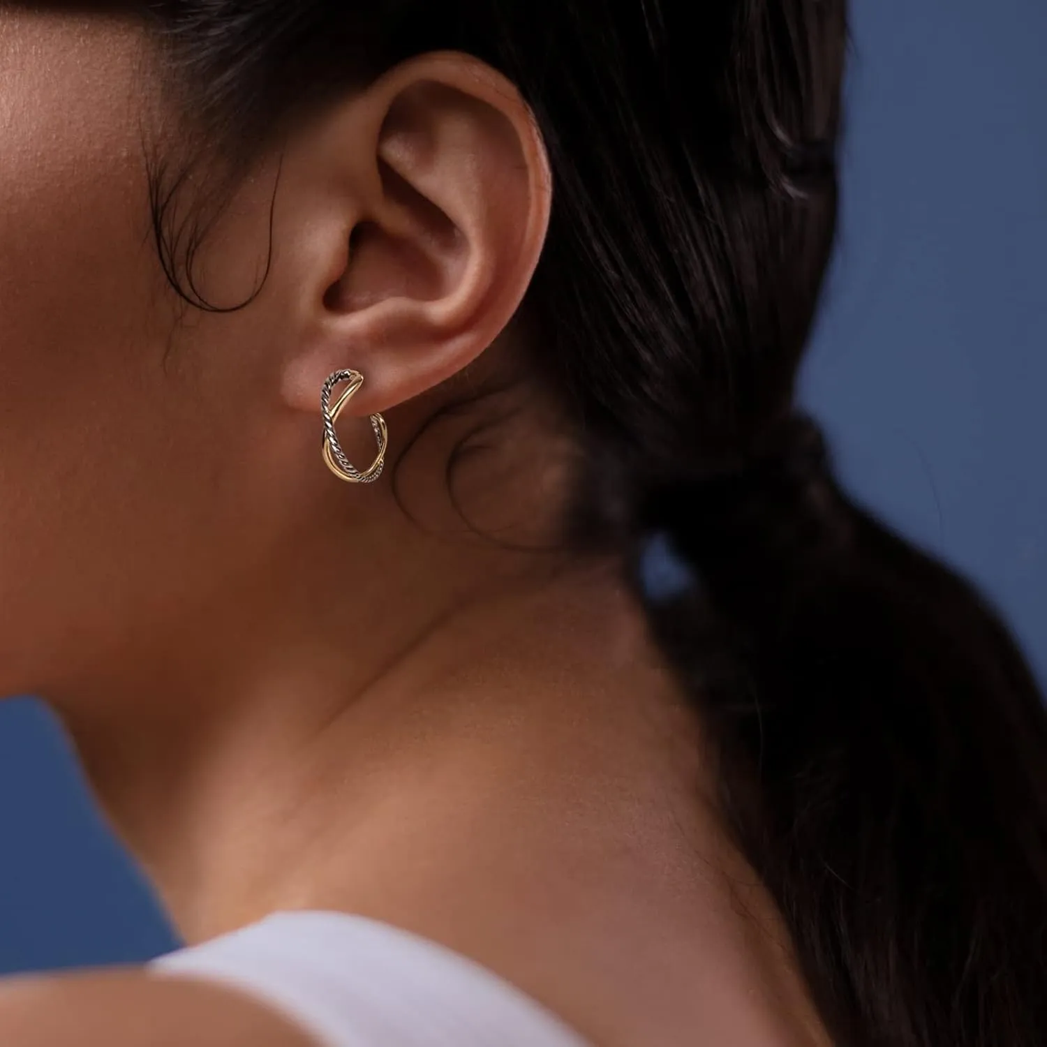 18K Gold-plated Half Hoop Earrings Designer Inspired Twisted Cable Wire Hoop Earrings Look Alike Jewelry for Women