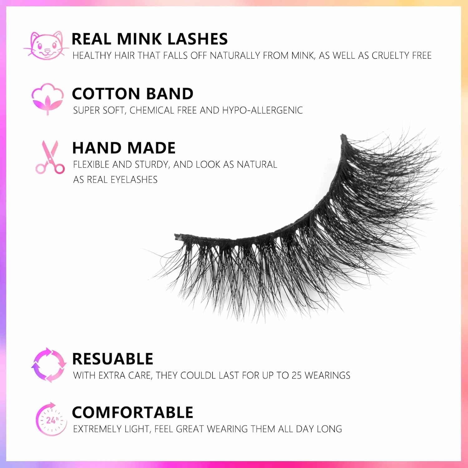 18mm Mink Eyelashes, 3D Real Mink Lashes, 3 Pairs Cat Eye Lashes, Criss-cross False Eyelashes, 100% Handmade & Cruelty-Free Super Fluffy Full Volume Strip Eye Lashes (Flawless)