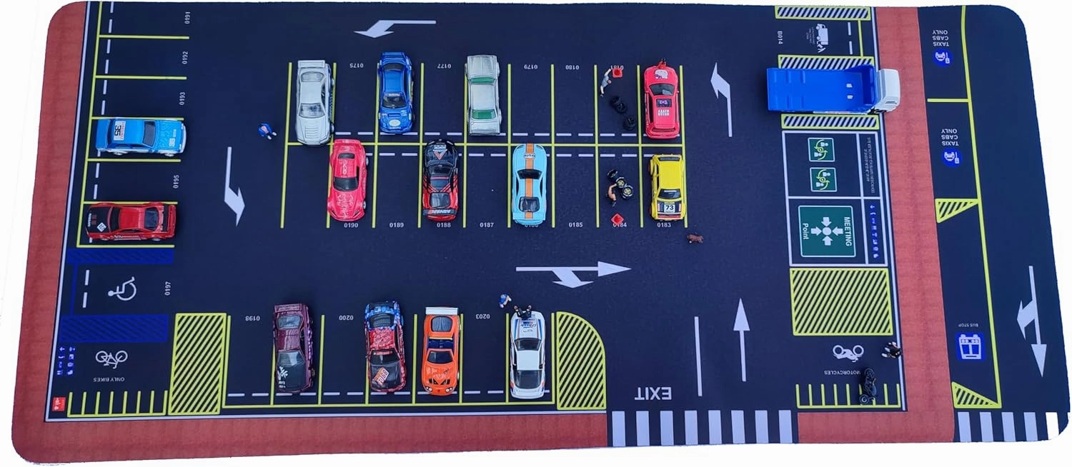 1/64 Scale Non-Slip Parking Mouse Pad Car Diorama, Rollable Desktop Play Mat for Model Vehicle (PAD_004), XX-Large