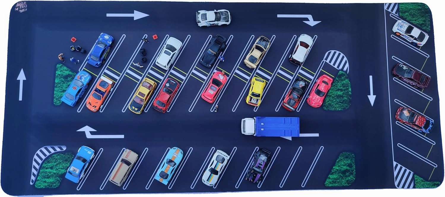 1/64 Scale Non-Slip Parking Mouse Pad Car Diorama, Rollable Desktop Play Mat for Model Vehicle (PAD_005), XX-Large