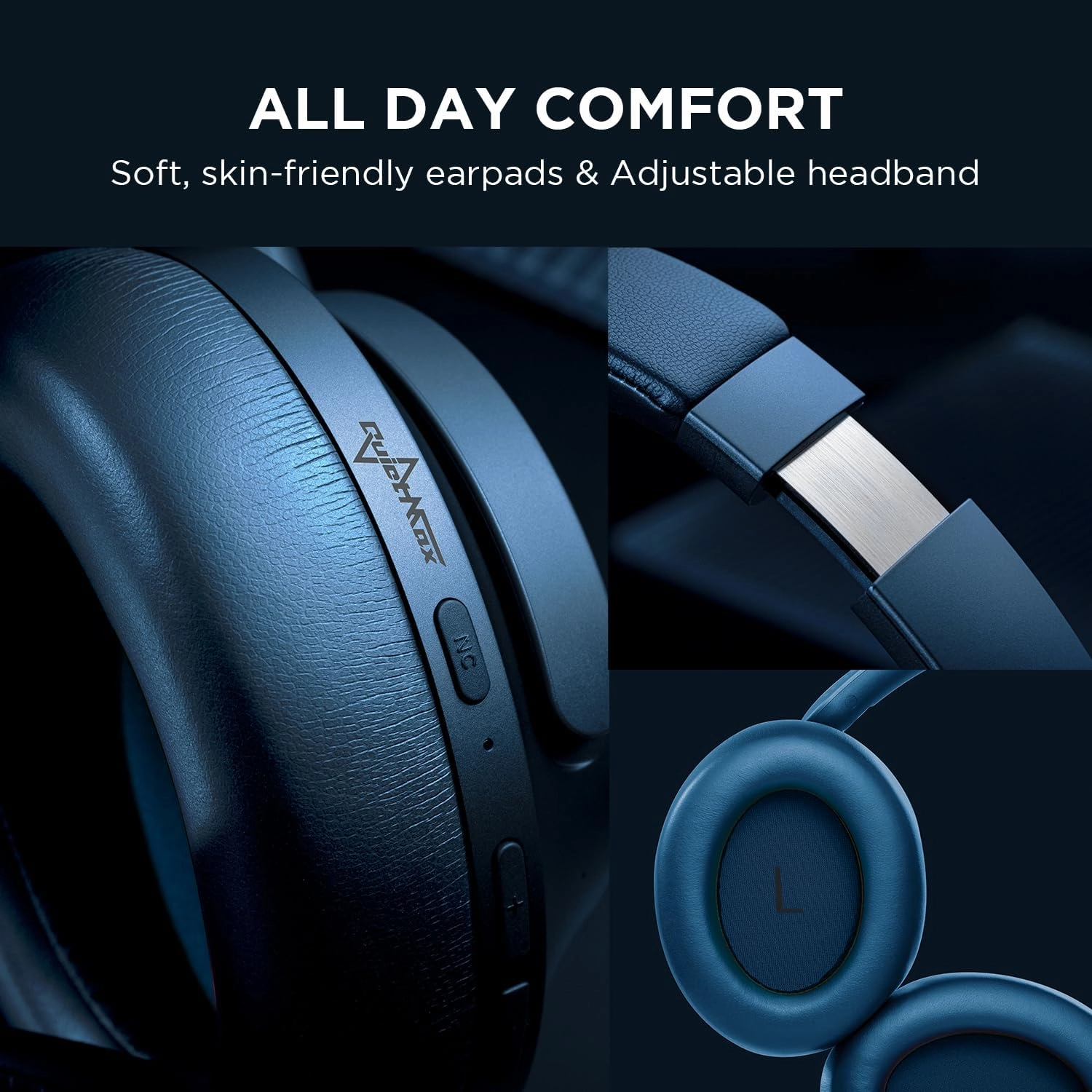 1MORE SonoFlow Active Noise Cancelling Headphones, Bluetooth Headphones with LDAC for Hi-Res Wireless Audio, 70H Playtime, Clear Calls, Preset EQ Via App, Blue