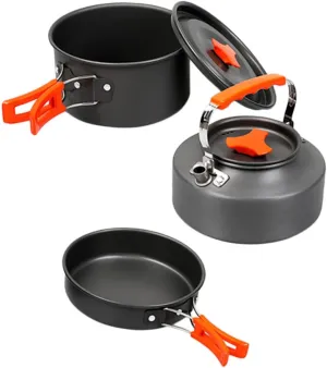 1set Outdoor Camping Cookware Compact Person Cooking Utensils Kettle for Hiking Picnic and Backpacking Lightweight and Design
