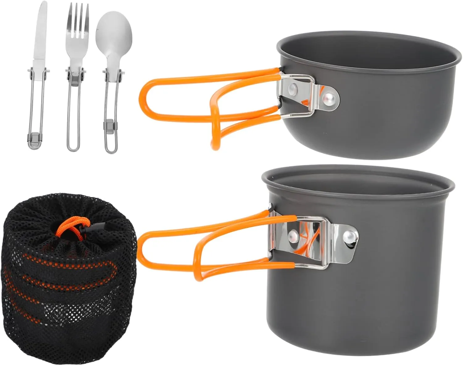 1set Outdoor Camping Cookware Person Portable Cooking Utensils Orange High-Temperature Resistant Lightweight Outdoor for Backpacking and Camping Adventures