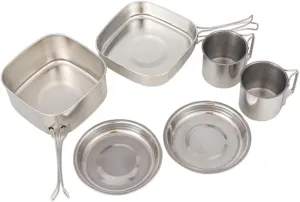 1set Portable Camping Cookware Set Lightweight Outdoor Cooking Gear for Backpacking Hiking and Picnics Includes Pot Frying Pan Plates and Cups