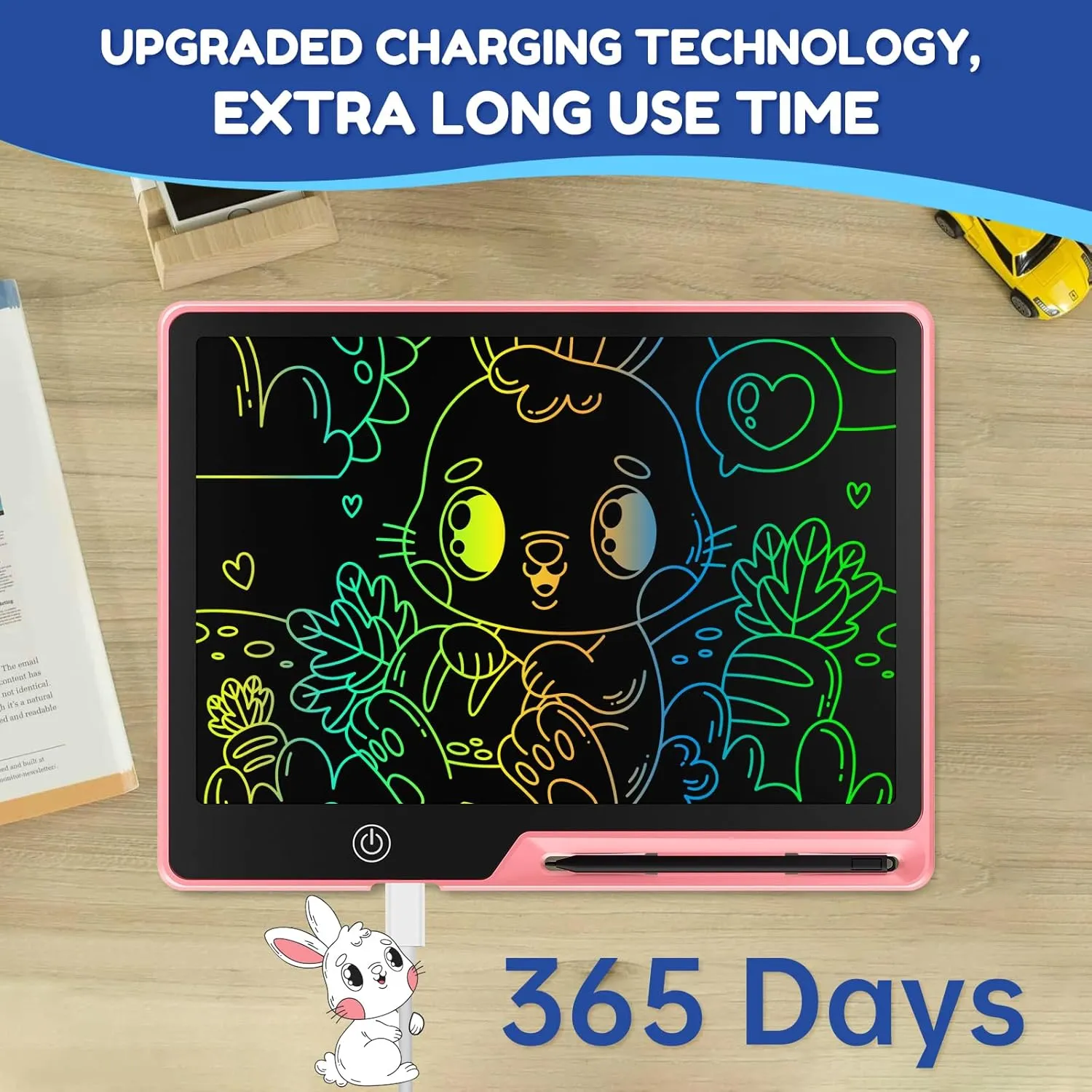 2 Pack LCD Writing Tablet for Kids, 16 Inch Rechargeable Erasable Doodle Board Colorful Toddler Drawing Pads, Preschool Learning Toys Christmas Birthday Gift3 5 7Year Old Girls Pink and Blue