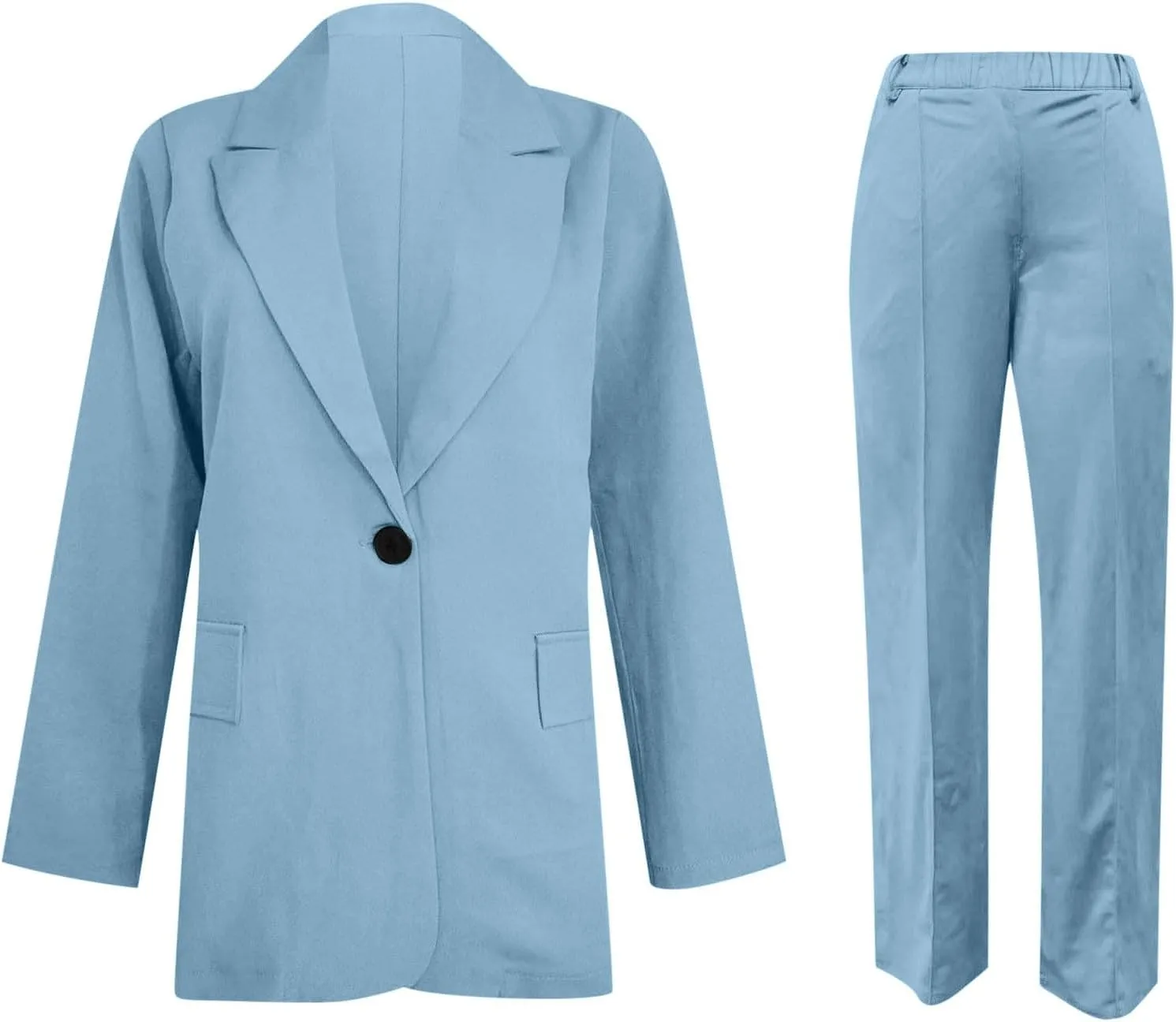 2 Piece Outfits for Women Dressy Blazer Jackets High Waisted Straight Leg Pants Suits Set Business Casual Office