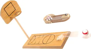2 Sets Mini Bowling and Basketball Desktop Game Set Interactive Wooden for Relief for Schools Bars and Home Decor Educational Fun