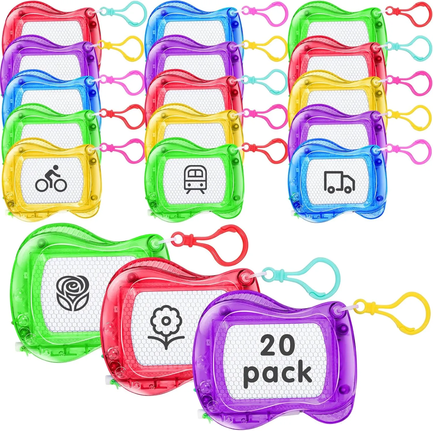 20Pcs Mini Magnetic Drawing Board for Kids,Backpack Keychain Clip Magnetic Doodle Board,Erasable Mini Sketch Writing Pad,Mini Drawing Board for Boys Girls Birthday Party Favor Classroom Supply,5Colors