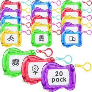 20Pcs Mini Magnetic Drawing Board for Kids,Backpack Keychain Clip Magnetic Doodle Board,Erasable Mini Sketch Writing Pad,Mini Drawing Board for Boys Girls Birthday Party Favor Classroom Supply,5Colors
