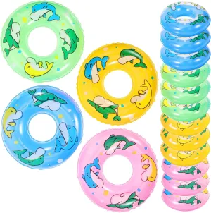 20pcs Mini Swimming Ring: Dolphin Design Swim Ring Plaything Tiny Dollhouse Accessories Decorative Ornaments Photography Props for Party Decorations